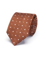 Cravate à motifs 100% soie brown_0