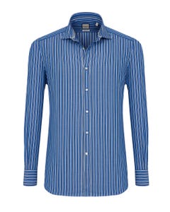 Camicia trendy cotone con righe tonalita' blu francese_0