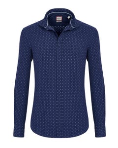 Camicia trendy blu navy a pois, extra slim francese_0