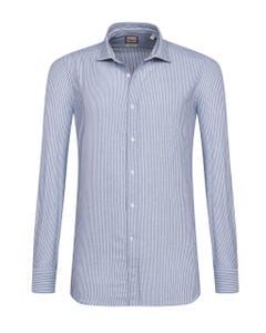 Camicia trendy blu navy a righe bianche, extra slim francese_0