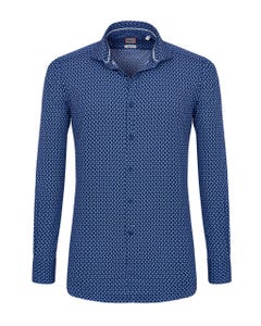 Camicia trendy blu con microfantasia azzurra francese_0
