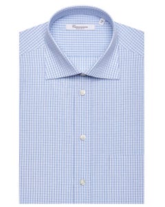 Chemise à carreaux bleu clair, coupe régulière nouveau col franÇais_0