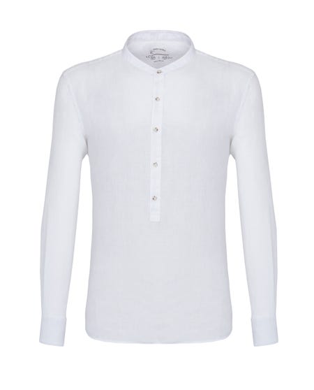 Camicia trendy bianca in lino serafino_0