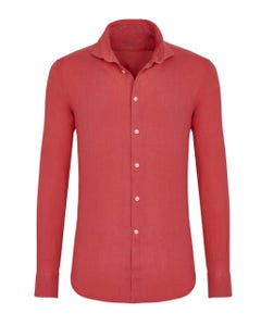 Camicia trendy in lino rossa, slim 103rh- francese