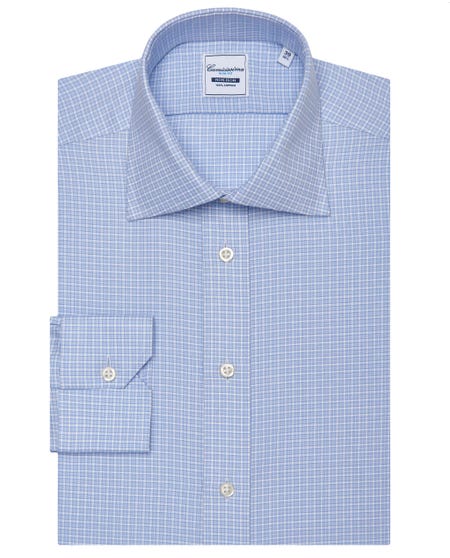 Checkered twill non iron shirt francese