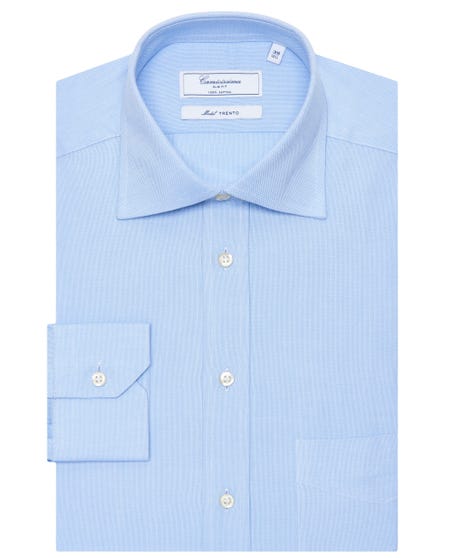 Chemise trento bleu clair avec poche, coupe cintrée, royal oxford trento nouveau col franÇais_0